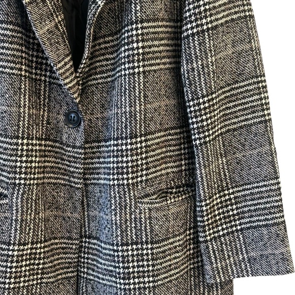 Sage (Sage and Sadie) The Label Black Gray Plaid Pea Coat Large Anthropology - Picture 2 of 8